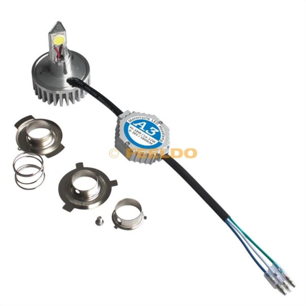 Picture of H6M/H4/P15D25-3/S2(BA20D) 4in1 1800LM LED 18W Motorcycle 6000K Hi/Lo Bulb Light Headlight KITS