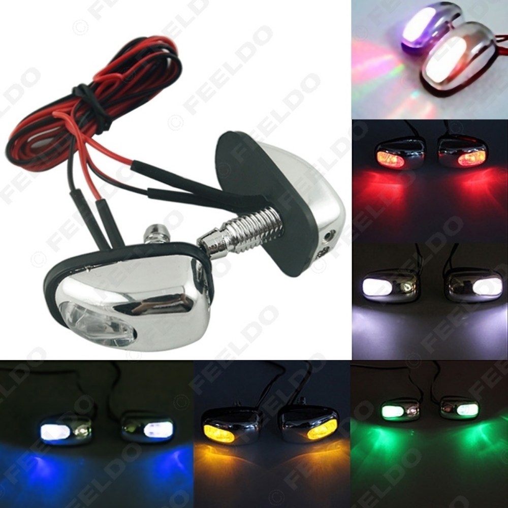 Picture of 1pair Car Universal Chrome Hood Windshield Washer Jet Nozzle Spray With LED Light 6 Colors for Choice