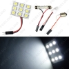 Picture of White 9SMD 5050 3-Chips Car LED Light Dome Panel with T10/BA9S/Festoon Adapters Bulb Lamps