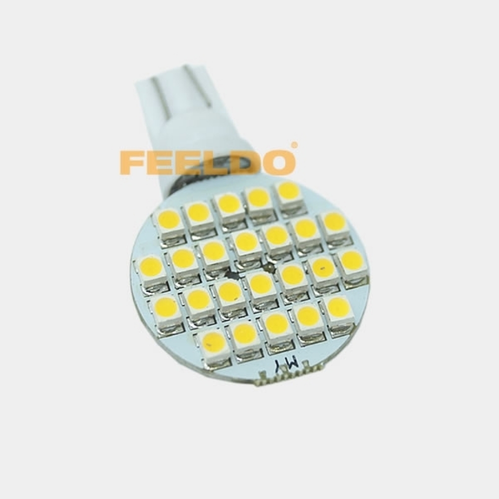 Picture of Warm White Circle Panel 12V T10/194 1210/3528-24SMD LED Car Bulb Lamp