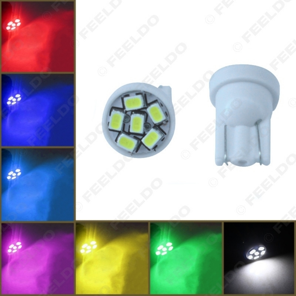 Picture of 1pcs Power Car/Auto T10 194 168 1206 6SMD Wedge LED light Bulbs DC12V 7-Color