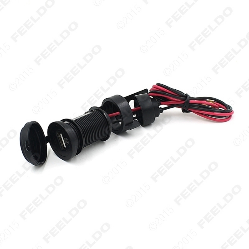 Picture of 1pcs 12V Black Motorcycle Mobile Phone USB Charger Power Adapter Socket Waterproof