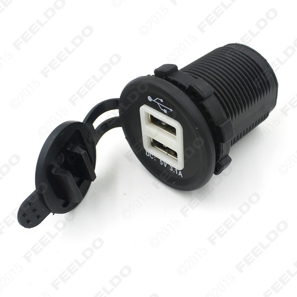 Picture of 1pcs Portable Waterproof Blue LED 12-24V Car Motorcycle Cigarette Lighter Socket Dual USB Power Adapter Charger Outlet