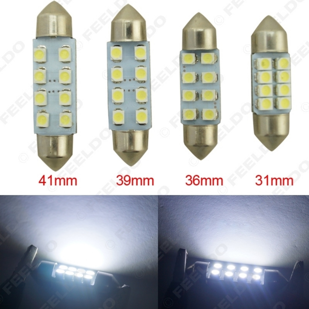 Picture of 1pcs White 31mm/36mm/39mm/41mm 1210/3528 8SMD Car Interior Light Festoon Dome LED Bulb