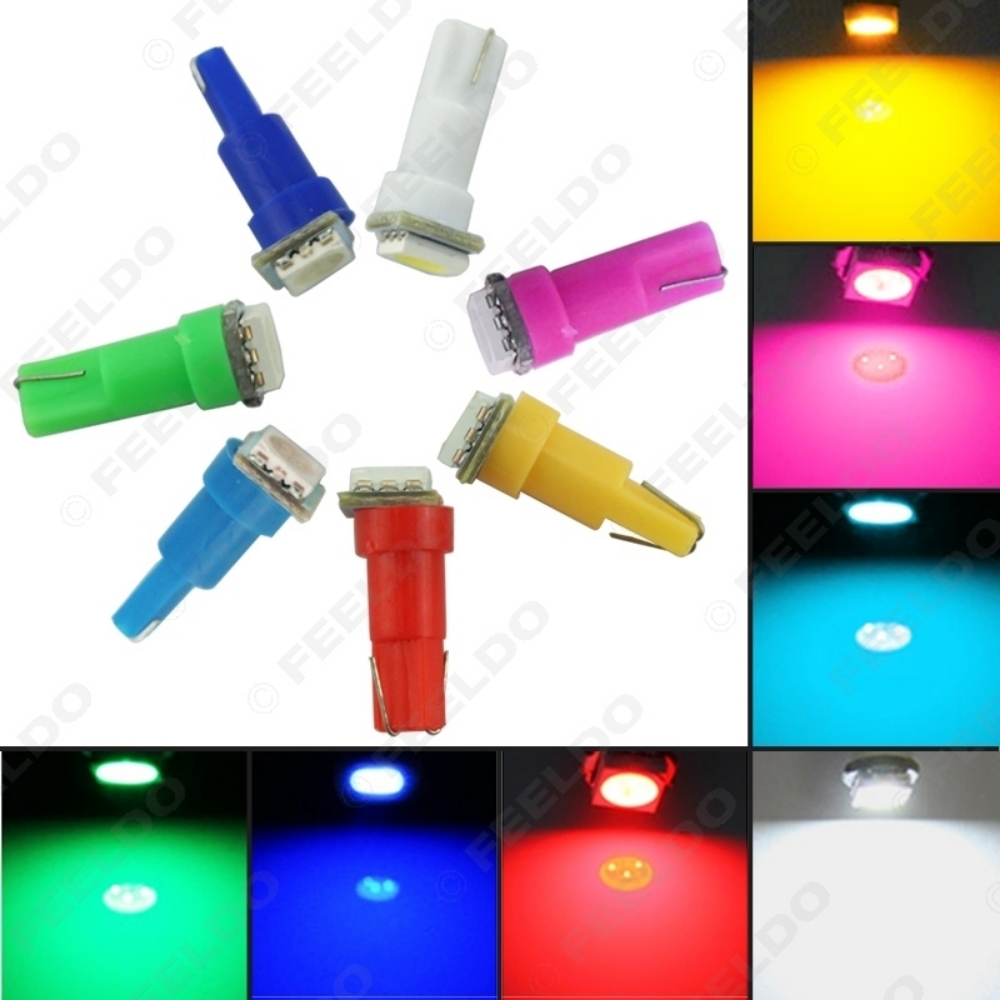 Picture of 1pcs DC12V Auto T5 74 2721 5050 1-LED Wedge Base Dashboards Gauge bulbs Car LED Lights7-Color
