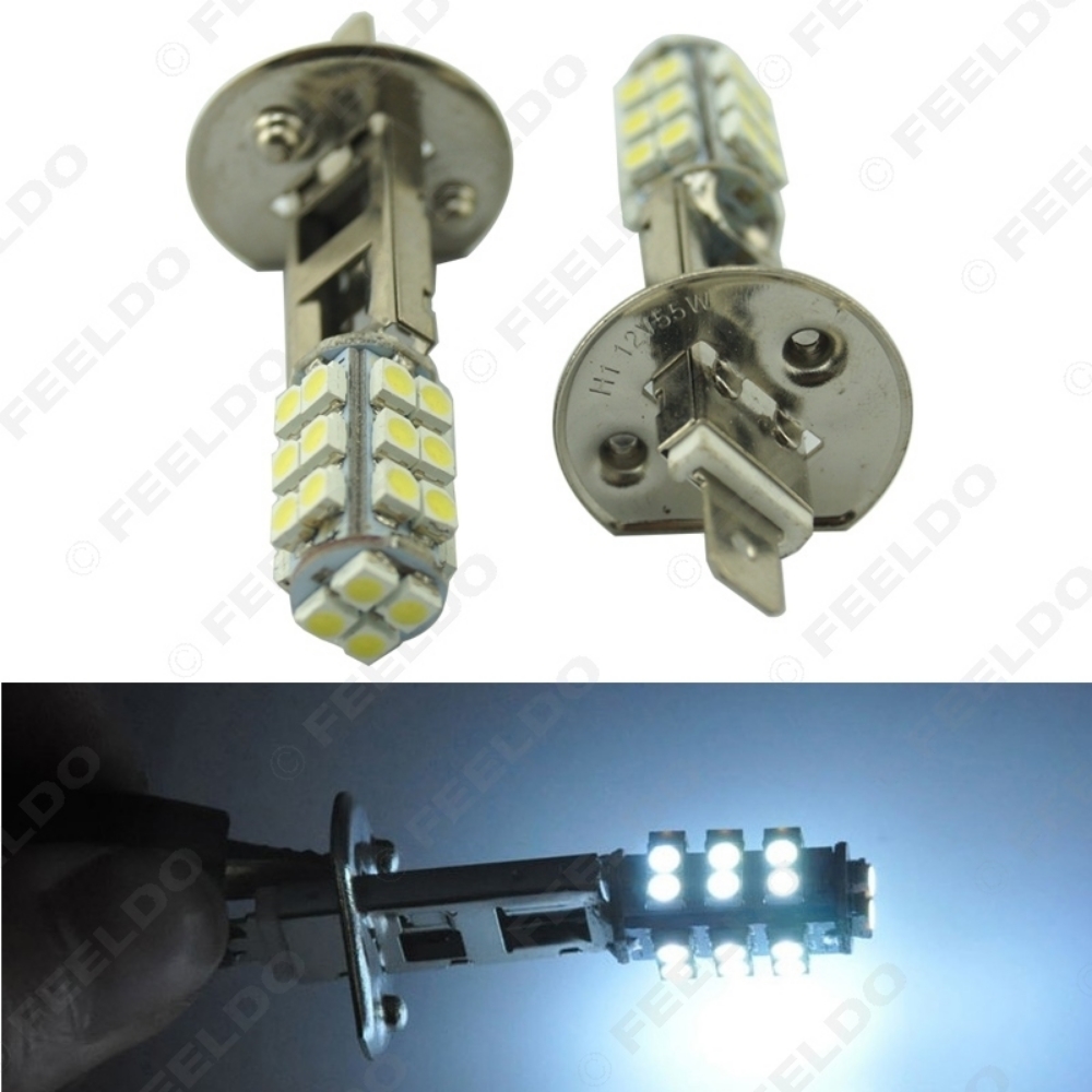 Picture of 1pcs White 12V Power H1 3528/1210 Chip 28SMD LED Fog Headlight Car Auto LED Light Bulb