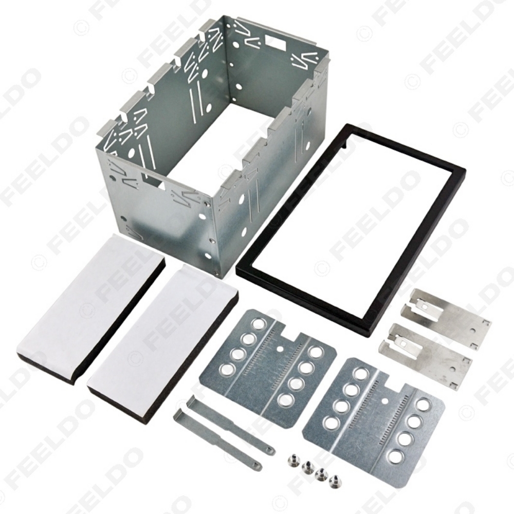 Picture of Universal 2Din Fascia Panel Adapter Installation Cage Fitting Kit ISO Mounting Bracket Head Unit Fixed Stable Iron Cages