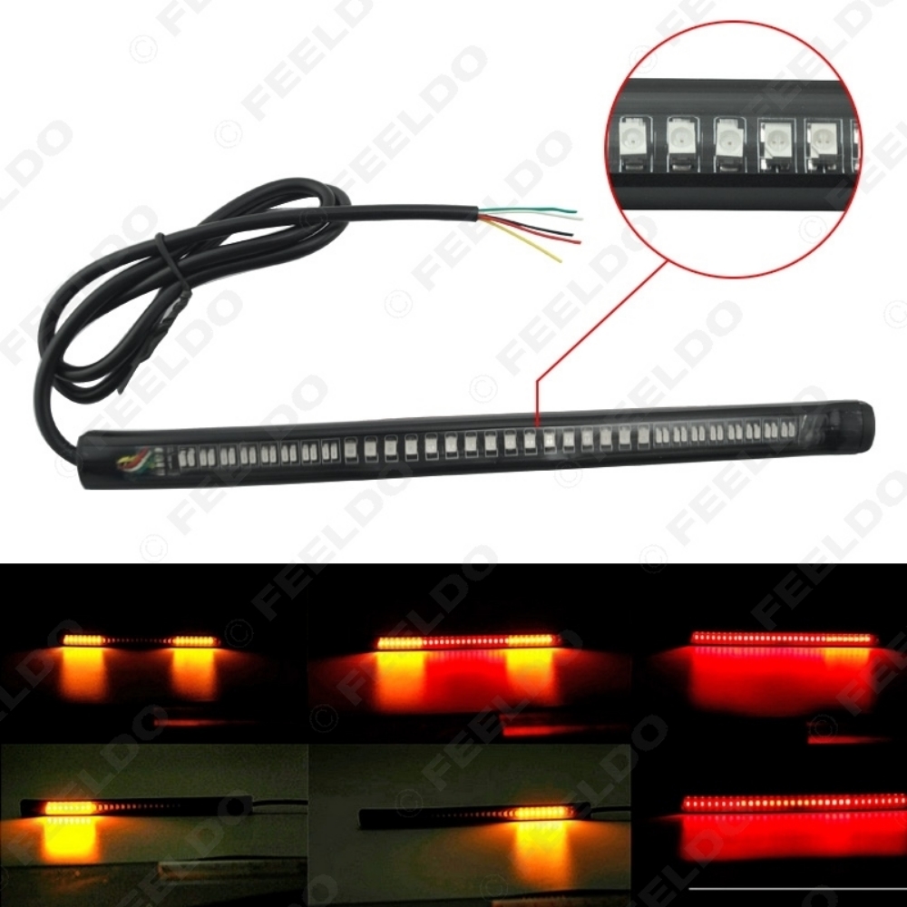 Picture of 1pcs Red and Amber Motorcycle Car 48LED LED Turn Signal Light Tail Brake Stop License Plate Lamp Rear Light
