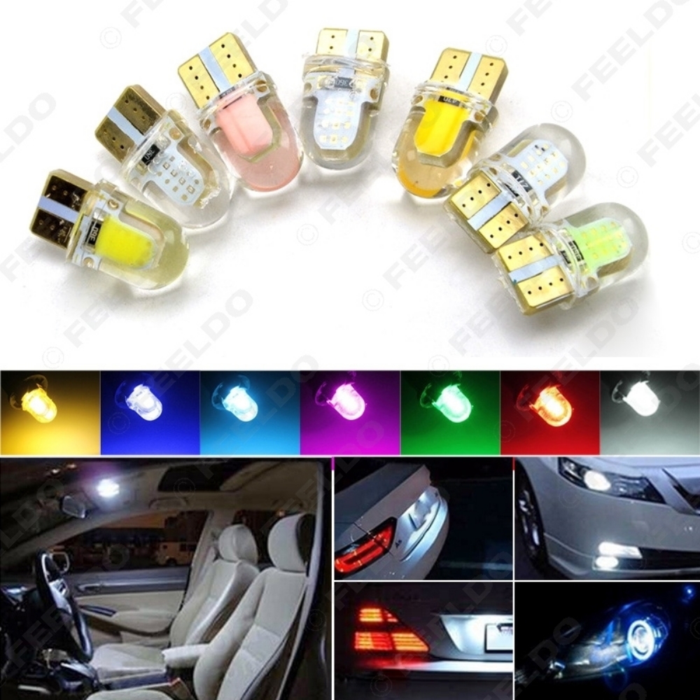 Picture of 1pc Car T10 194 168 W5W COB 8SMD Silica Car LED Door License LED Light Bulb Wedge Light 7-Color