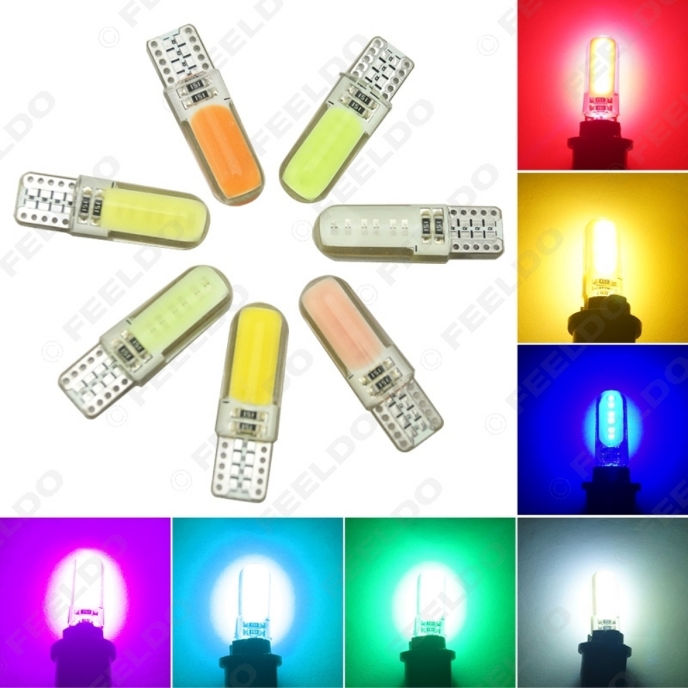 Picture of 1PC Auto T10 194 168 W5W COB 12 Chips Silica Car LED Door License LED Light Bulb Wedge Light 7-Color