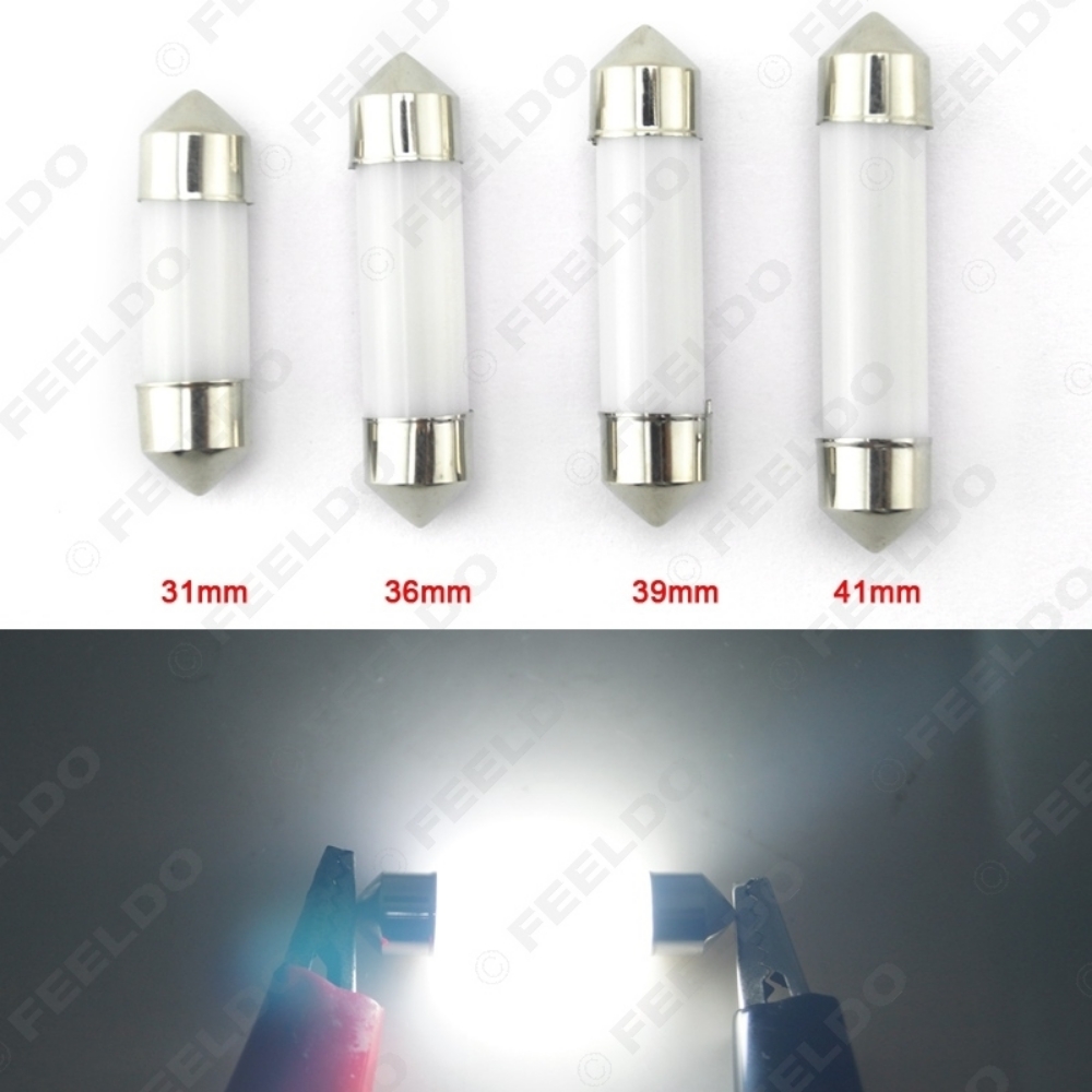 Picture of White 31/36/39/41mm Smoke Design COB Led Chips C5W Car Interior Glass Lens Festoon Dome Reading 12V DC