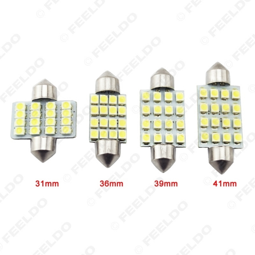 Picture of White Auto LED Bulbs 31mm 36mm 39mm 41mm 16-SMD 1210/3528 Chip Festoon Dome Map Cargo Car LED Light