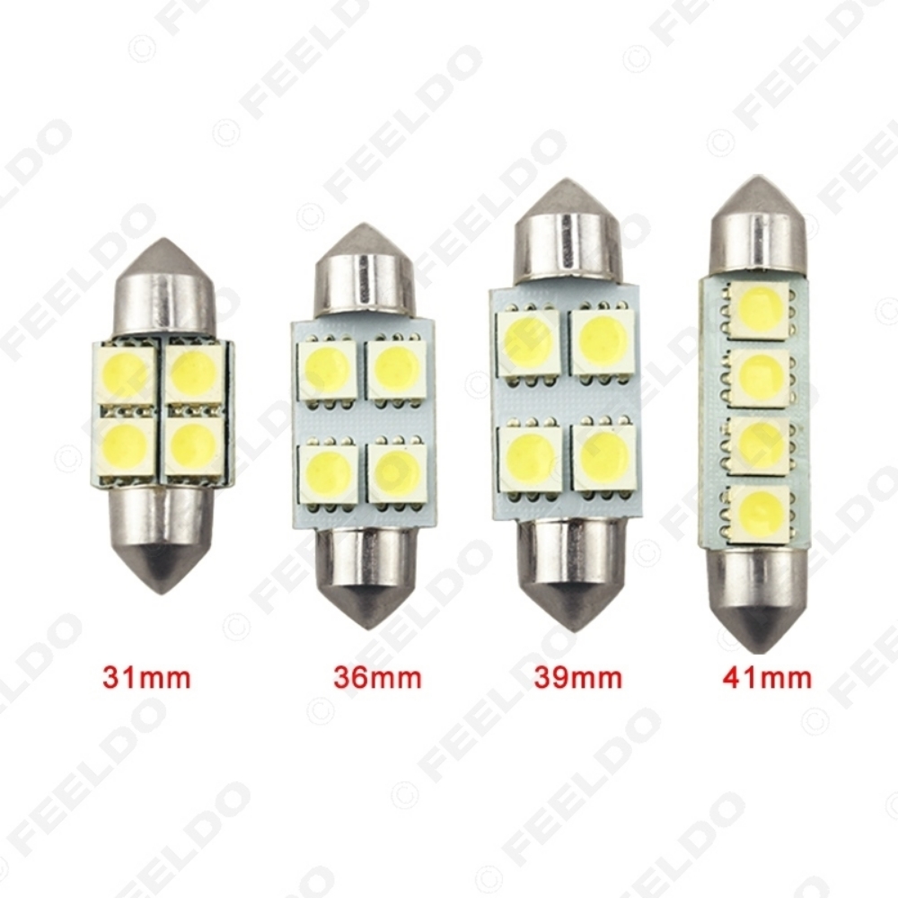 Picture of White Auto 31mm 36mm 39mm 41mm 5050 4SMD Festoon Dome LED Light Bulbs Reading Light