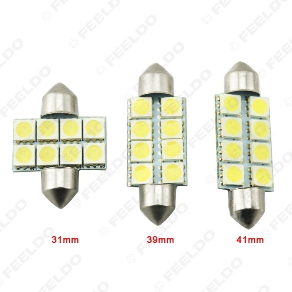 Picture of White Auto LED Bulbs 31mm 39mm 41mm 5050 Chip 8SMD Car Festoon Dome Reading Light