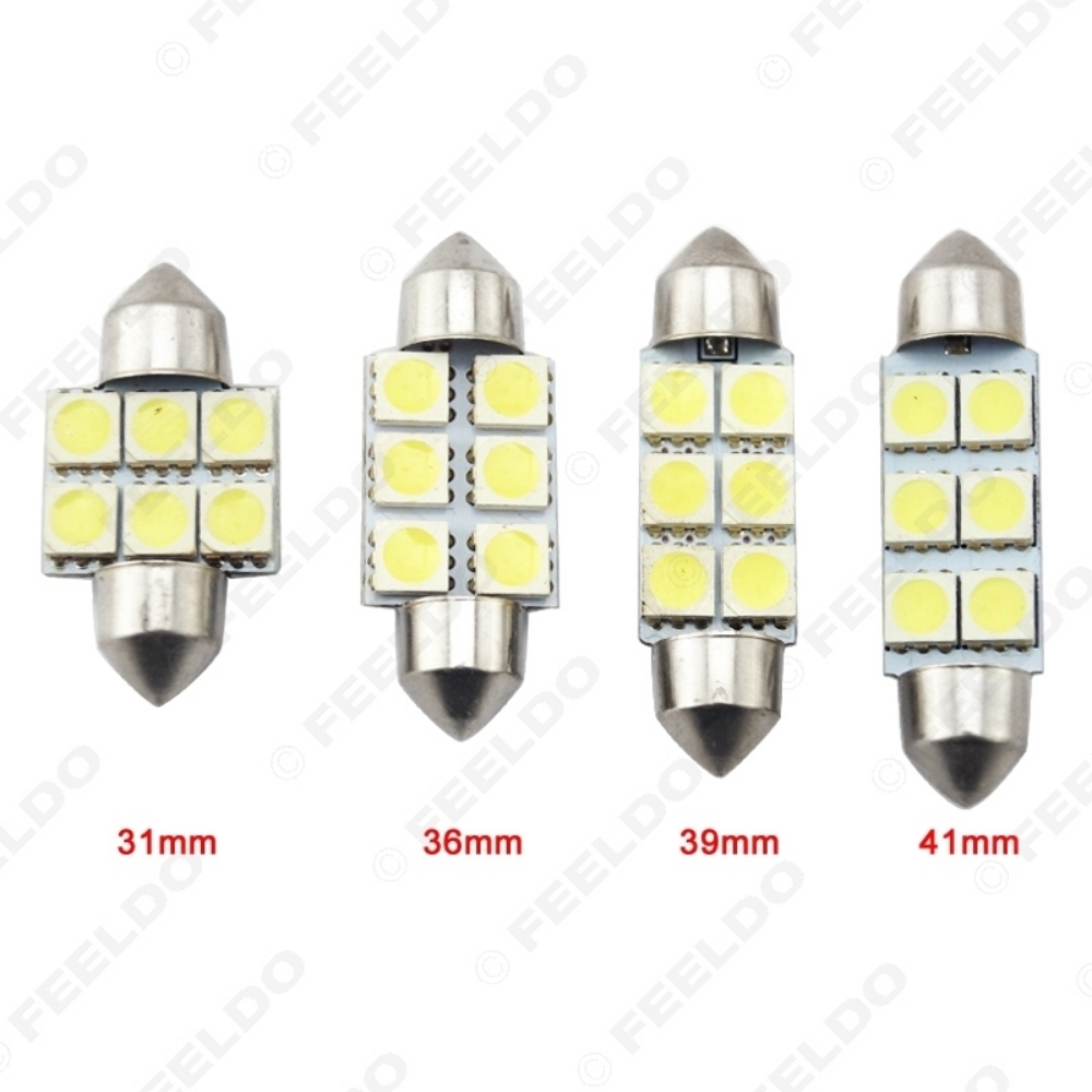 Picture of White Auto LED Bulbs 31mm 36mm 39mm 41mm 6-SMD 5050 Chip Festoon Dome Map Cargo Car LED Light