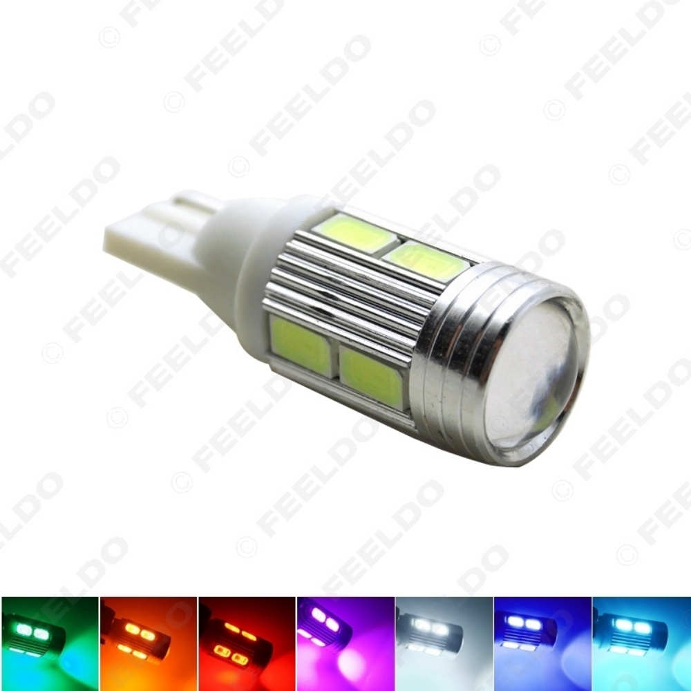 Picture of 1pcs DC12V T10 194/168 Wedge 10-SMD 5630 Chip Car LED Light Bulb With Lens 7-Color