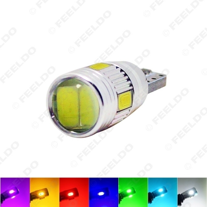 Picture of 1pcs Power T10/W5W/194/168 6SMD 5630 LED Canbus Error Free Car LED Light Bulb With Lens