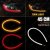 Picture of 1pcs 45cm 7-Dual Color Switchback Flexible Strip Daytime Running Light DRL With Turn Signal Light