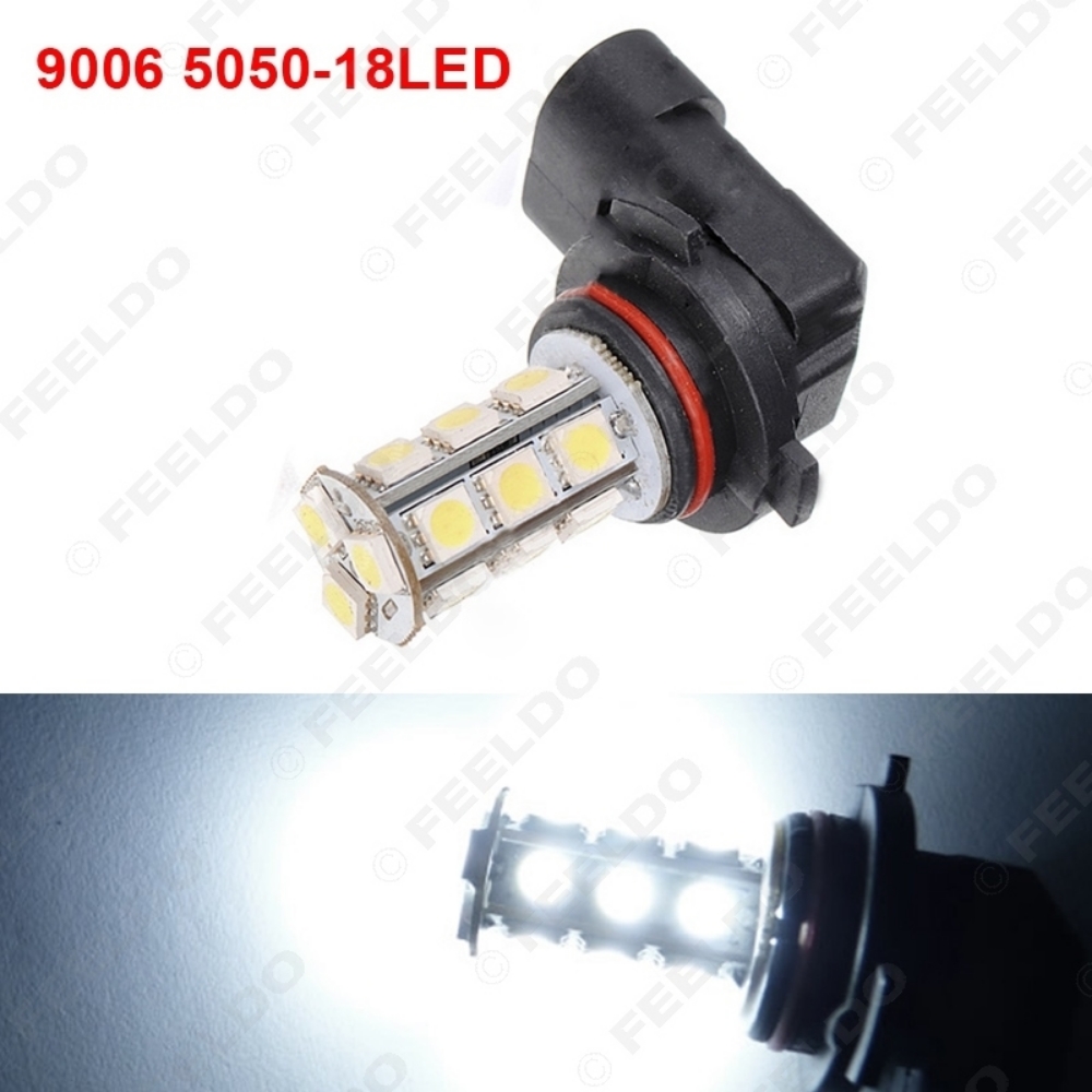 Picture of 1pcs White Car 9006 5050 SMD 18 LED Bulb Fog Beam LED Headlight Lamp DC 12V