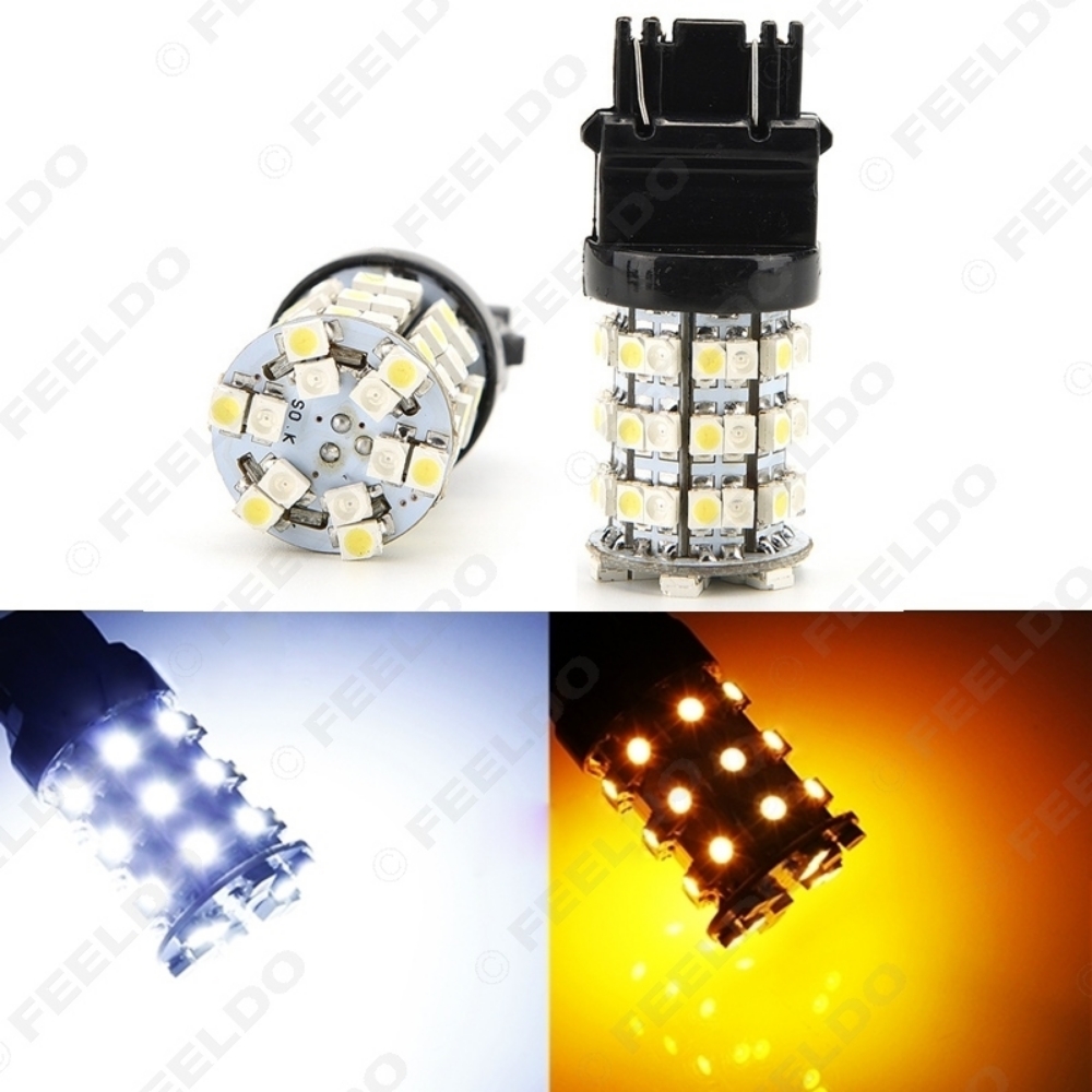 Picture of 1pcs T20/T25 3157 60SMD 1210 Yellow/White Color Dual Switchback Car LED Brake Turn Light