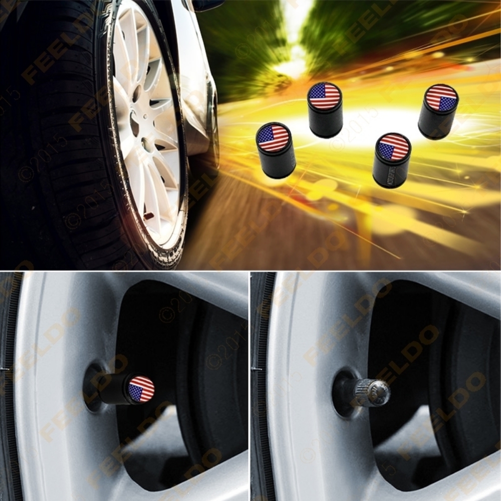 Picture of 4pcs/set Car Universal Black Dull Polish Aluminium Alloy Tire Valve Cap For Wholesale Mixed Logos Order