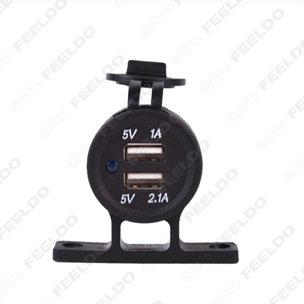 Picture of T holder 2.1A / 1A Motorcycle Phone Waterproof 2 Port USB Power Socket Adapter Charger