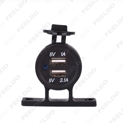 Picture of T holder 2.1A / 1A Motorcycle Phone Waterproof 2 Port USB Power Socket Adapter Charger