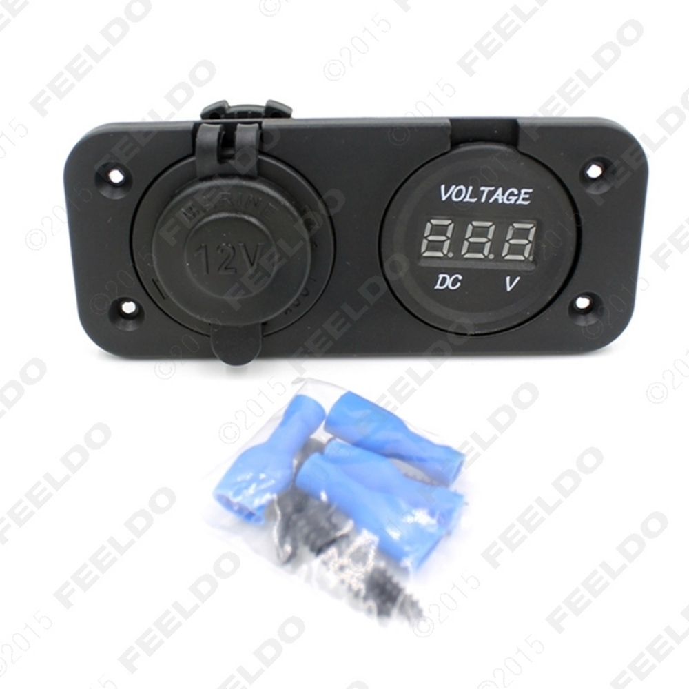 Picture of 12V Car Motorcycle Cigarette Lighter Power Port Outlet Voltmeter Plug Socket