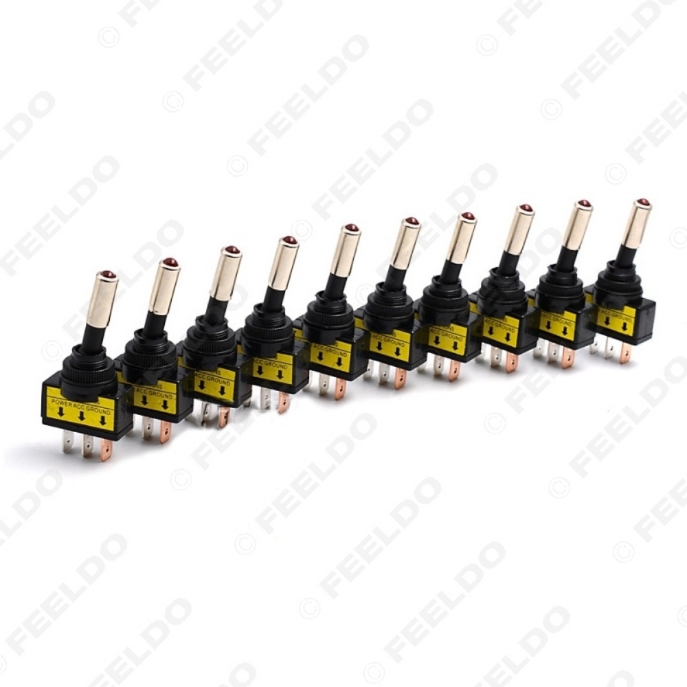 Picture of 10x 12V 20A Car Vehicle Auto Red LED Light Toggle Rocker Switch 3Pin SPST ON/OFF