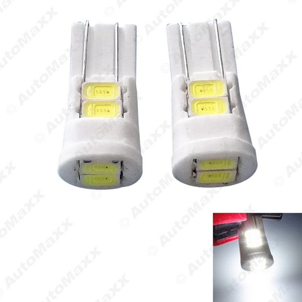 Picture of 1pc DC12V White T10 194 168 6SMD 5730 Chip Wedge Ceramics Light Car LED Door Light Bulbs Marker Lamps