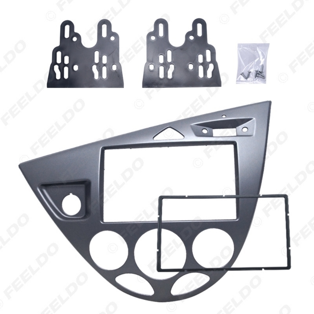 Picture of Silver Car 2DIN Stereo Panel Fascia Radio Refitting Dash Trim Kit For Ford Focus 98~04(LHD)/Fiesta 95~01(LHD)