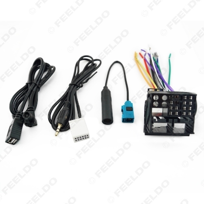 Picture of Car Stereo Head Unit Wiring Harness With FRAKA Radio Anatenn Jack USB/AUX Cable For Volkswagen Factory OEM Radio CD