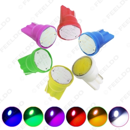 Picture of 1pcs DC12V 2Watt Wedge T10 w5w/184/194 COB 6LED Car LED Light Lamp Bulb (Blue/White/Red/Green/Pink/Yellow/Ice blue