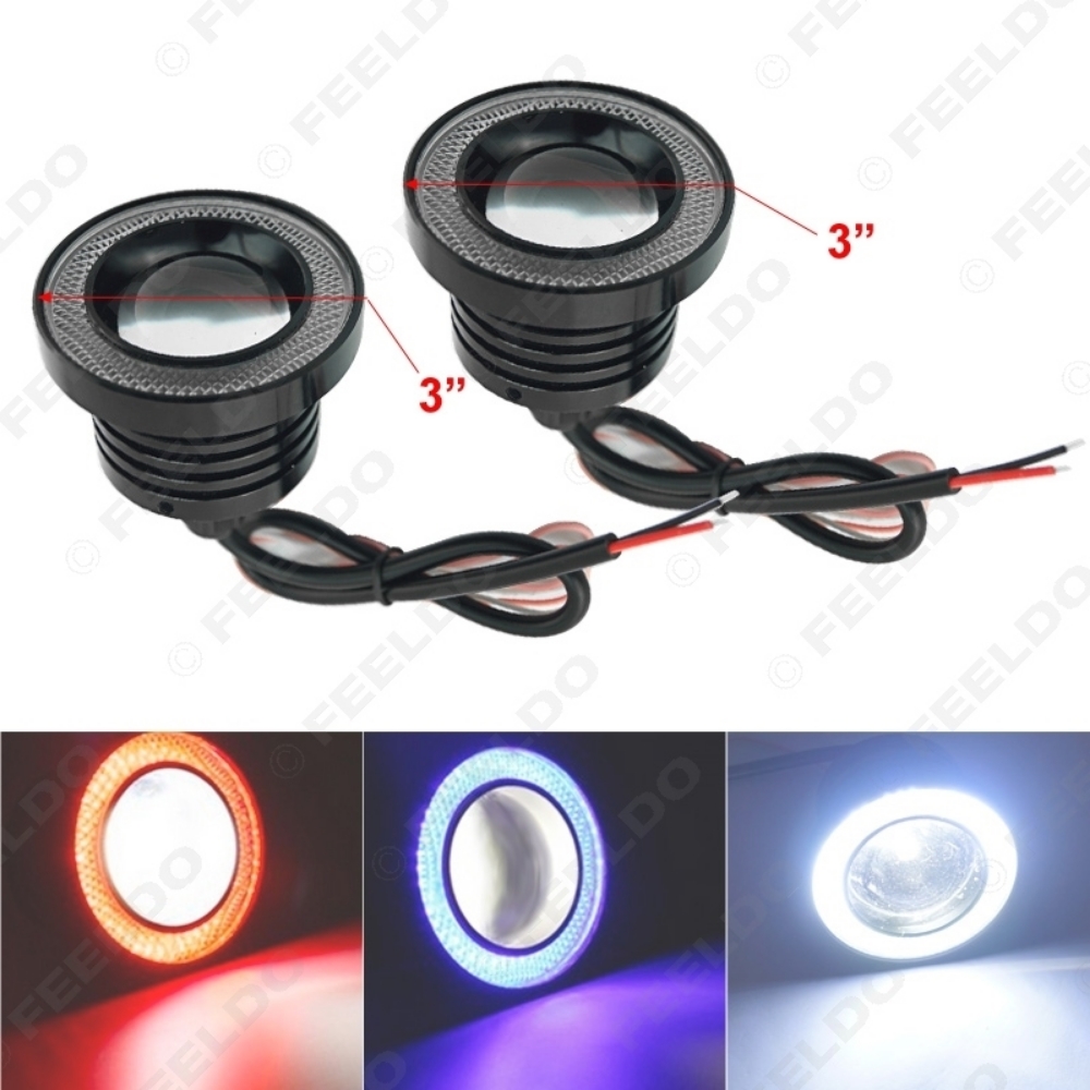 Picture of 1Pair/lot 3" 76mm 30W Car Projector Lens Fog Light With COB Angel Eyes Daytime Running Light DRL Headlight