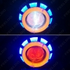 Picture of Motorcycle Car Hi/Lo Beam Projector Lens Headlight with Double Angel Eyes Demon Eye LED Fog Light