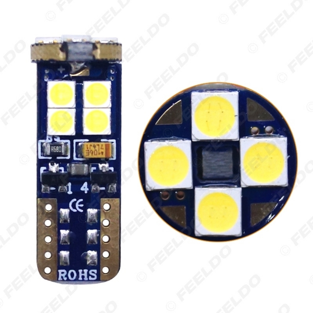 Picture of White Car T10 194 W5W 3030 12LED Canbus LED Light No Error LED License Plate Parking Lights Side Lamp Bulb
