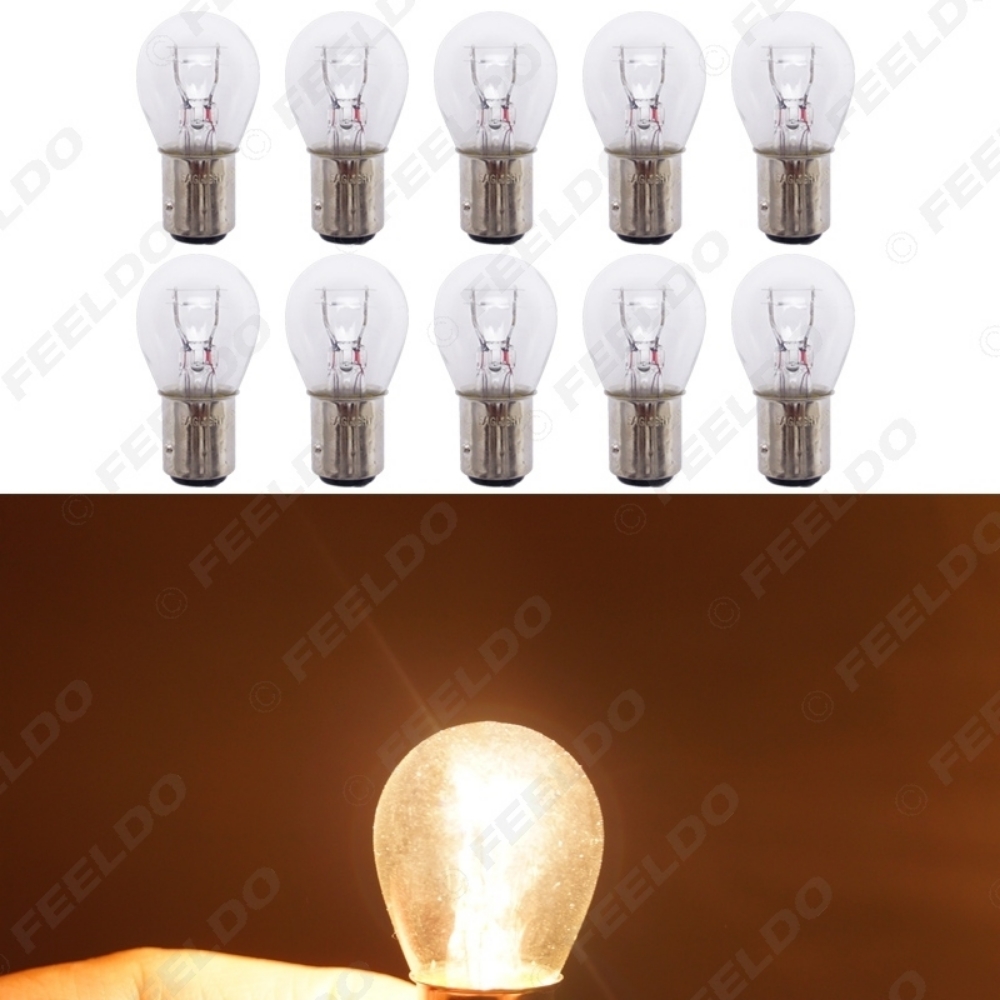 Picture of 10pcs DC12V Car BAZ15D/P21W/4W/1122 Clear Glass Lamp Brake Tail Bulb Car Indicator Halogen Lamp