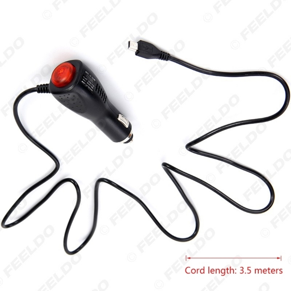 Picture of 3.5m Car GPS Navigator Radar Charger Mini USB Interface Adapter With ON/OFF Switch 12V-24V