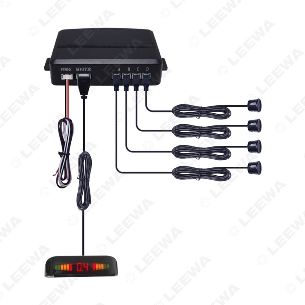 Picture of Car LED Backlight Display 22mm 4-Sensor Parking Sensor Forward Astern Radar Kit System 10-Color 12V