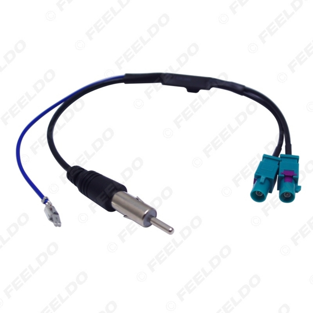 Picture of 1pcs Dual Separate FAKRA JACKs To DIN Car Radio Antenna Adapter With Amplifier For Audi VW Radio System
