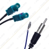 Picture of 1pcs Dual Separate FAKRA JACKs To DIN Car Radio Antenna Adapter With Amplifier For Audi VW Radio System