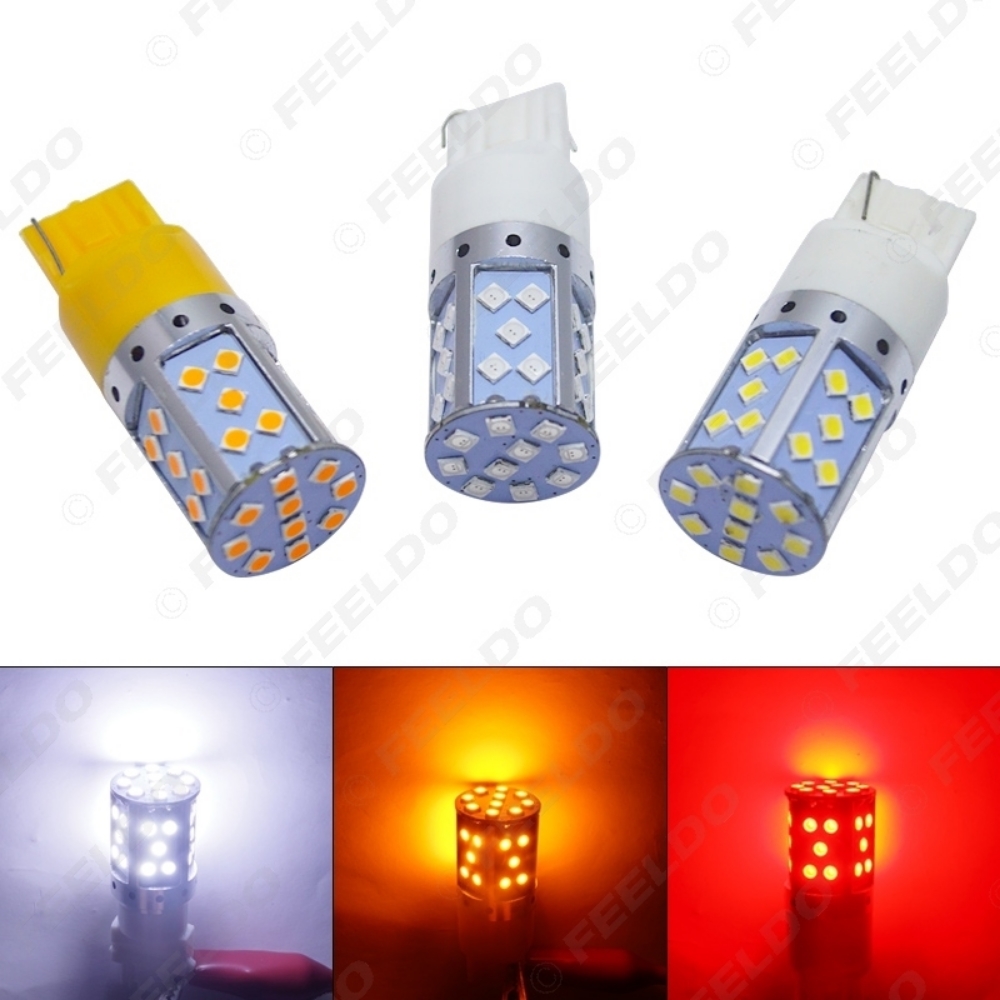 Picture of White/Amber/Red 7440 T20 3030SMD 35LED Car LED Turn Signal Brake Tail Light Bulb Socket 12V