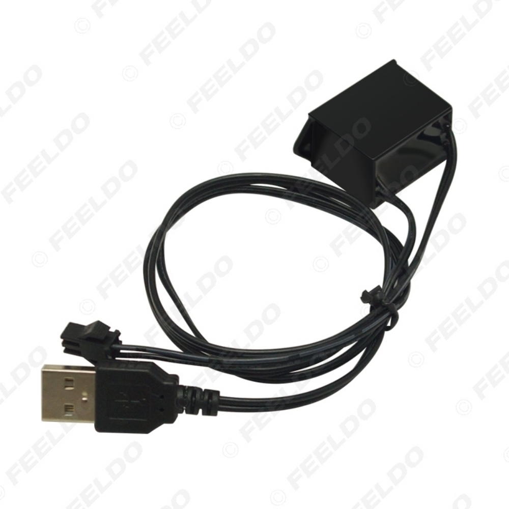 Picture of DC12V Car LED Decoration EL Fibre Neon Glow Lighting Rope Strip Power Driver Inverter With USB Port
