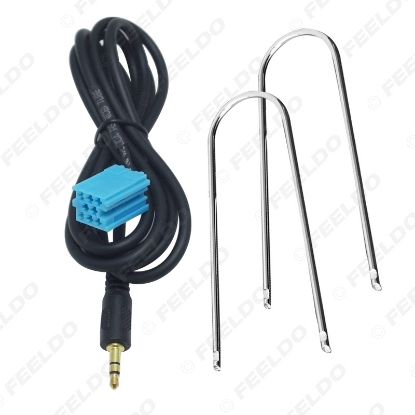 Picture of Car 3.5mm Stereo Audio Aux Input Cable Adapter With Key Tools For VW Golf Passat B5 Bora Polo Blaupunkt