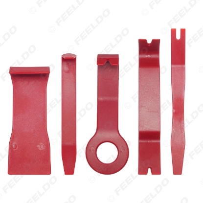 Picture of 5pcs Red Auto Stereo Dash Door Soundproof Clip Panel Open Remover Tool Moulding Trim Dashboard Removal Tool Kit