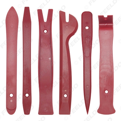 Picture of 6pcs Red DIY Auto Door Radio Panel Dash Trim Removal Pry Opening Tools Set Car Repair Tool Kit Plastic Hand Tools