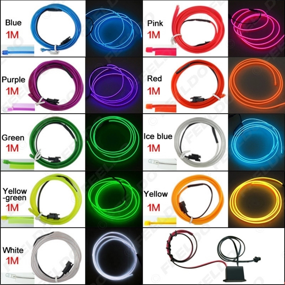 Picture of 1M 9-color Flexible Moulding EL Neon Glow Lighting Rope Strip With Fin For Car Decoration