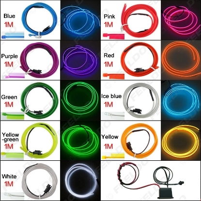 Picture of 1M 9-color Flexible Moulding EL Neon Glow Lighting Rope Strip With Fin For Car Decoration