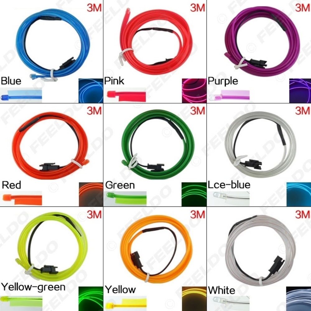 Picture of 3M 9-color Flexible Moulding EL Neon Glow Lighting Rope Strip With Fin For Car Decoration
