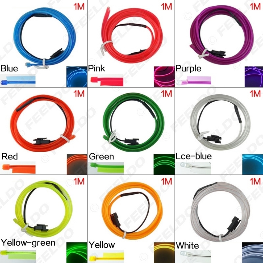 Picture of 1M Car Decoration Flexible Moulding EL Neon Glow Lighting Rope Strip With Fin And Cigar/Cigarette Lighter 9-color